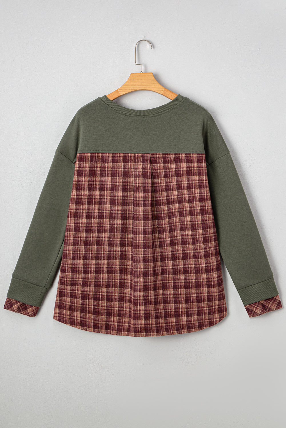 Plaid Patchwork Drop Shoulder Sweatshirt