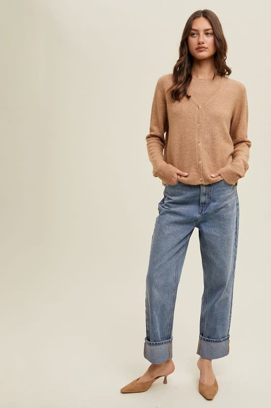Brushed Tank Top in Toast - Minimalist Sleeveless Knit Crewneck