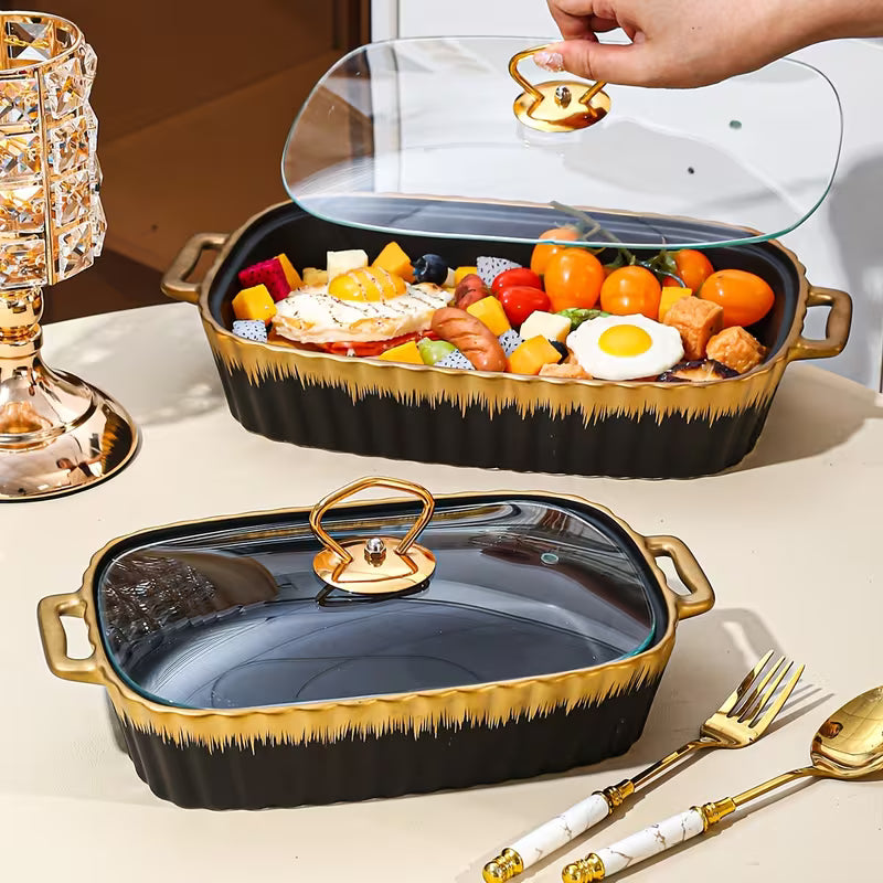 Ceramic Baking Pan and Serving Plate Set for Pizza and Bread