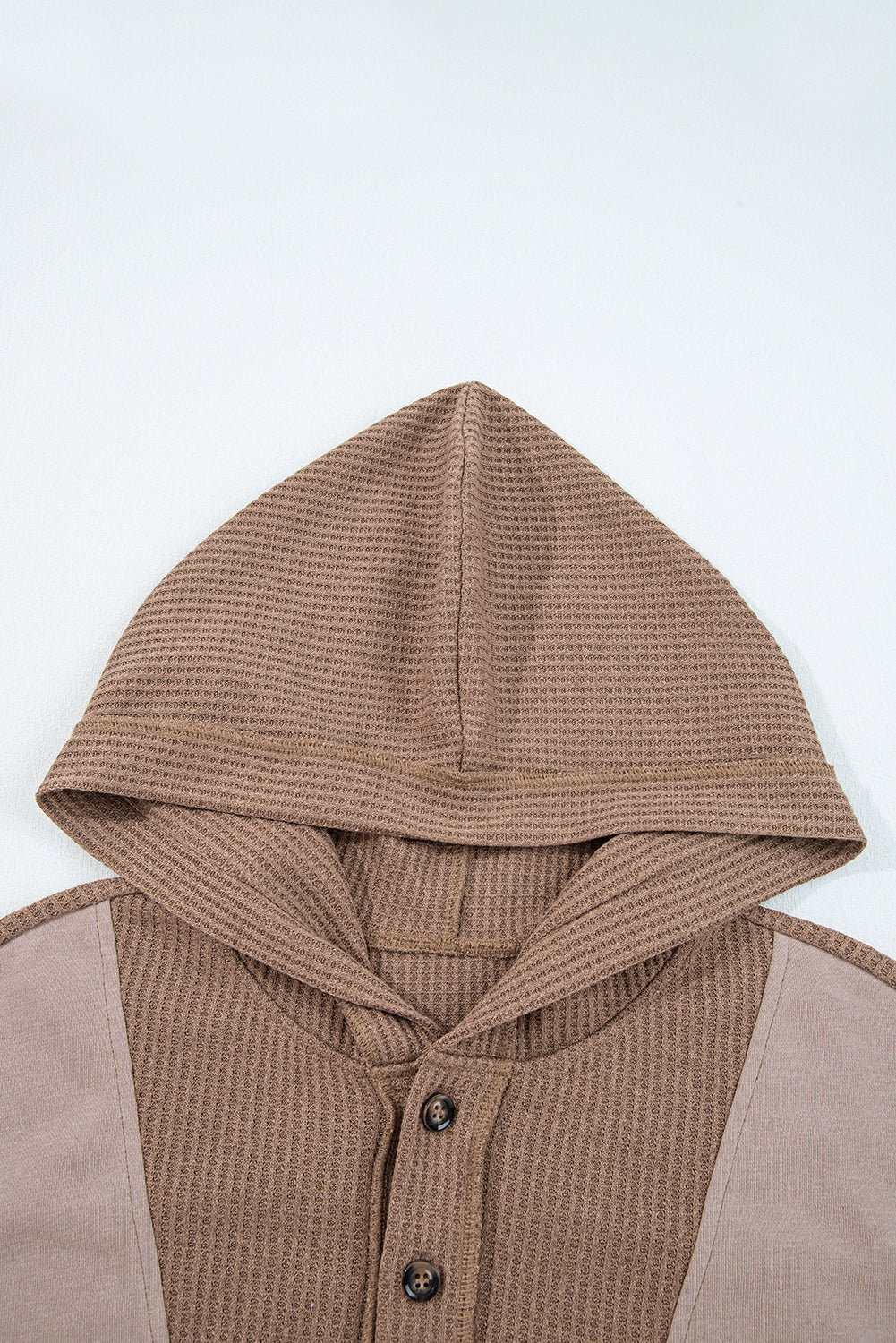 Plus Size Colorblock Waffle Knit Patchwork Pocketed Hoodie