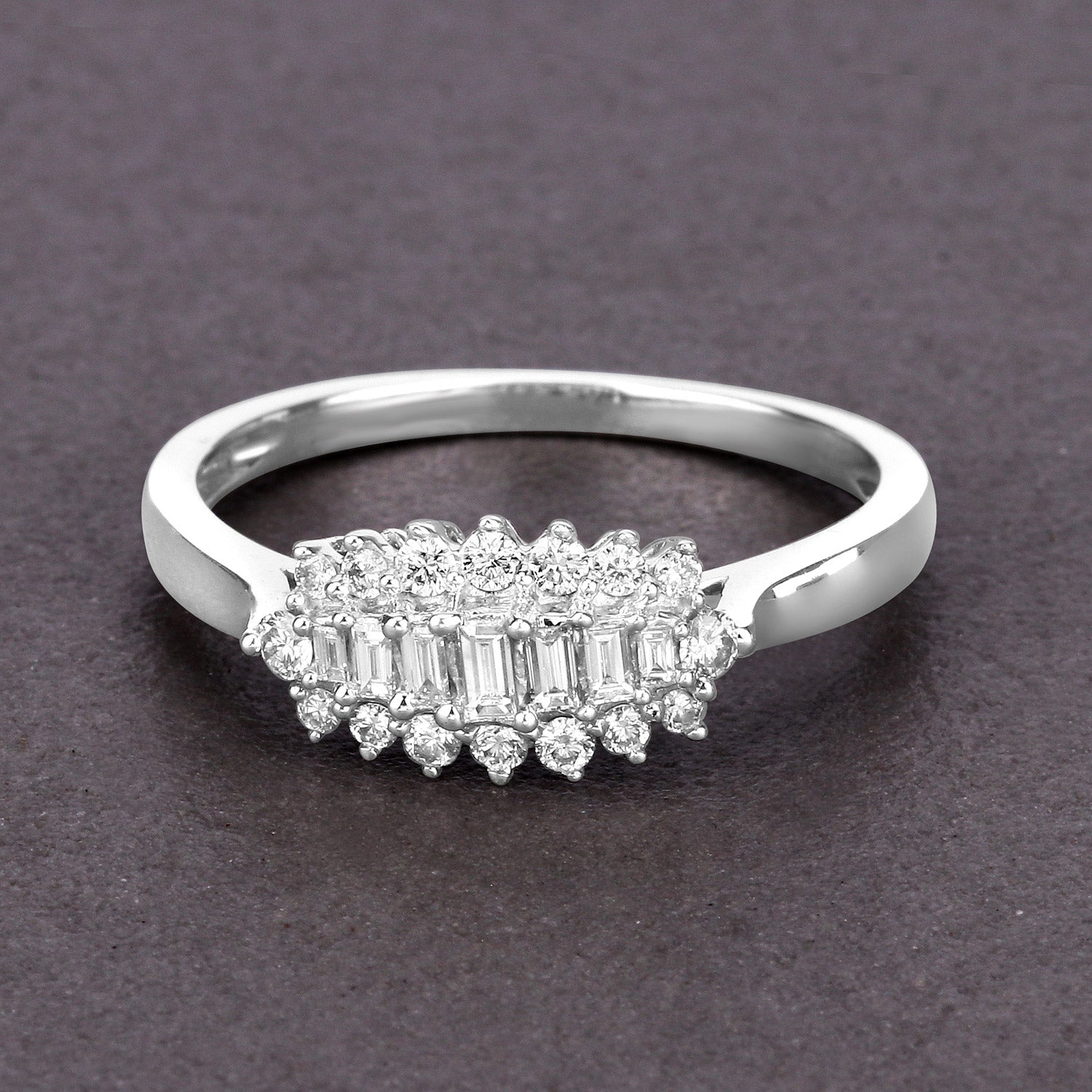 0.37 Carat Genuine White Diamond 14K White Gold Ring (E-F Color, VS-SI Clarity)
