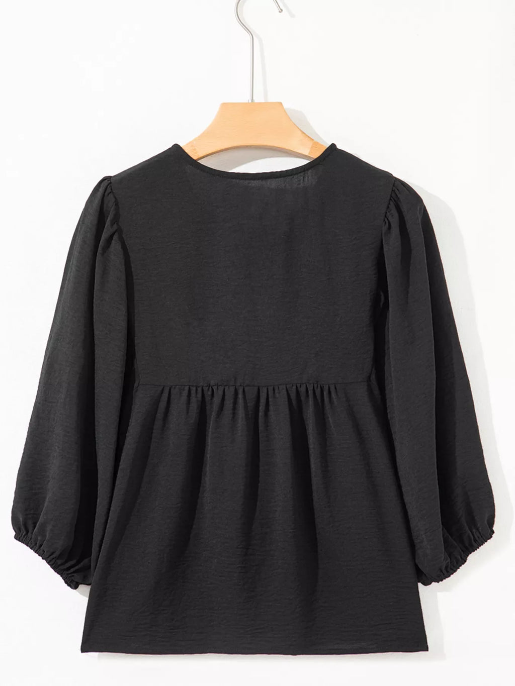 Bow Tie Neck 3/4 Sleeve Casual Blouse