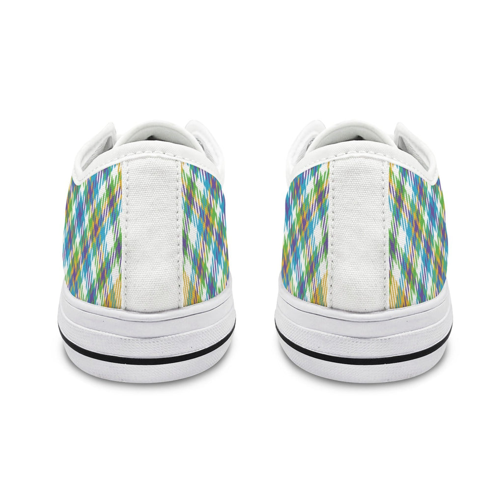Yellow Plaid Canvas Low Top Sneakers for Women Stylish Casual Wear - Image 8
