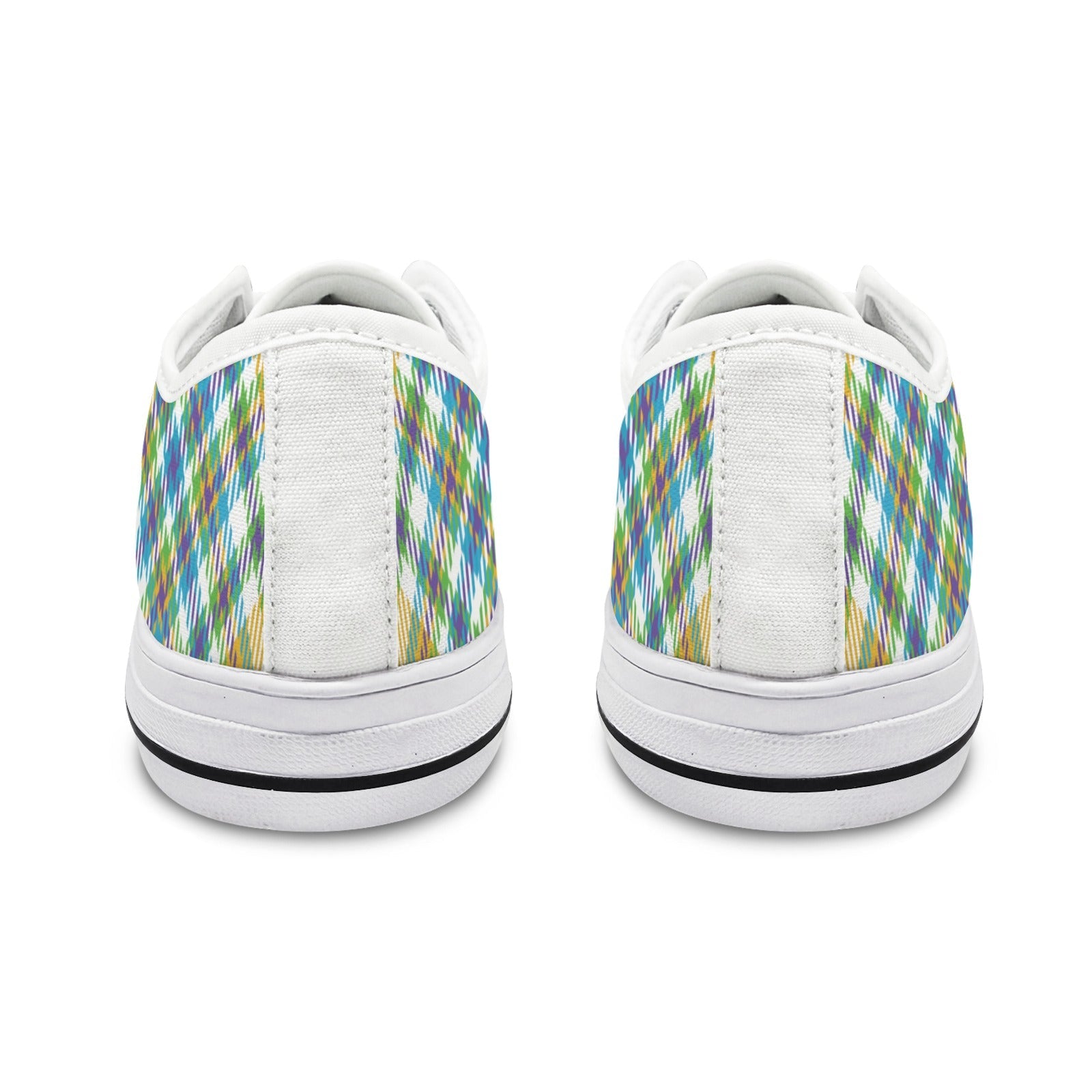 Yellow Plaid Canvas Low Top Sneakers for Women Stylish Casual Wear - Image 8