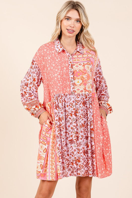 Floral Tie Waist Flutter Sleeve Tiered Dress