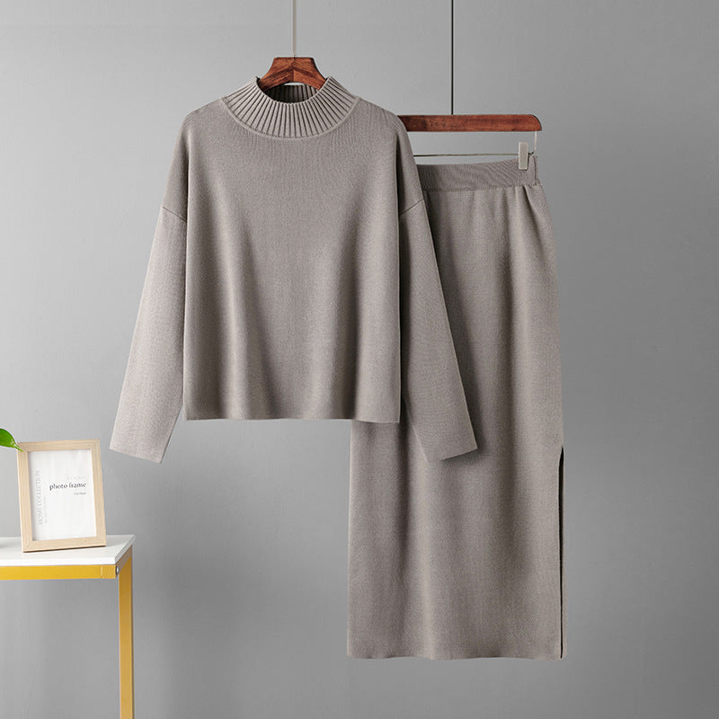 Women's Chic Two-Piece Cotton Sweater Set Long Sleeve Lounge Wear