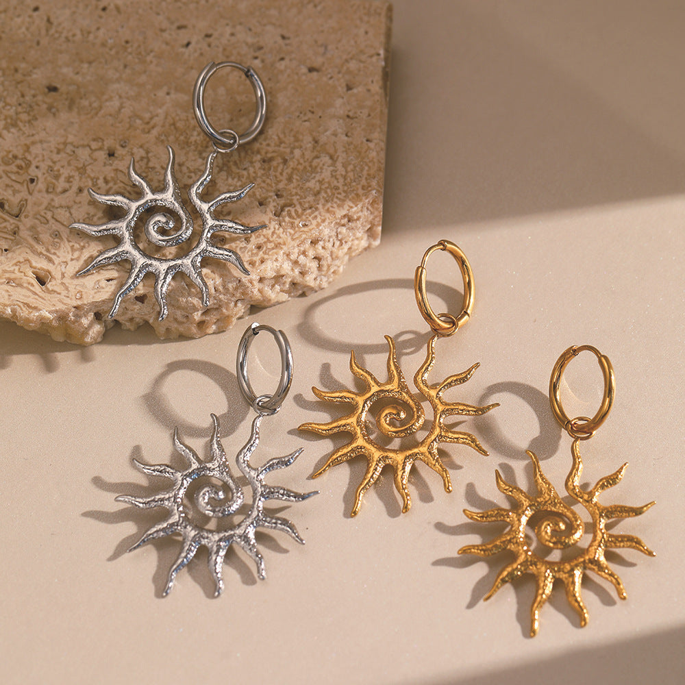 Spiral SUNFLOWER Pendant Earrings For Women
