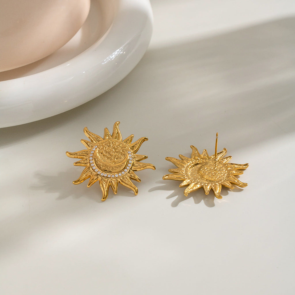Diamond-studded Stud Earring And Necklace Set For Women