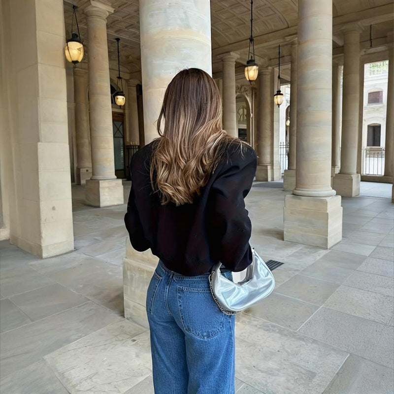 Women's Long Sleeve Baseball Jacket with Button Front