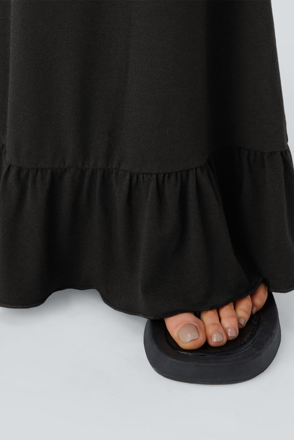 Women’s Wide Leg Knit Pants with Ruffle Hem - Relaxed Bohemian Style