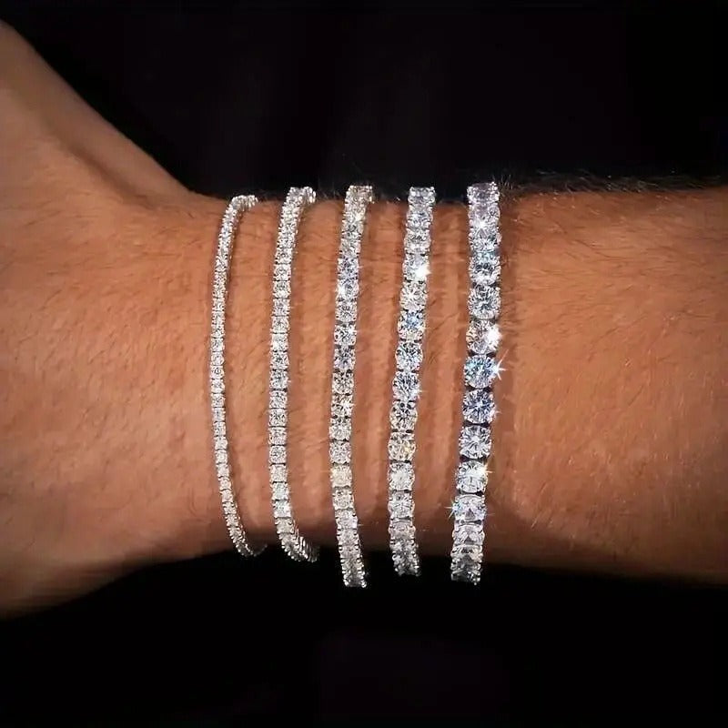 S925 Sterling Silver Plated Tennis Chain with Sparkling Rhinestones