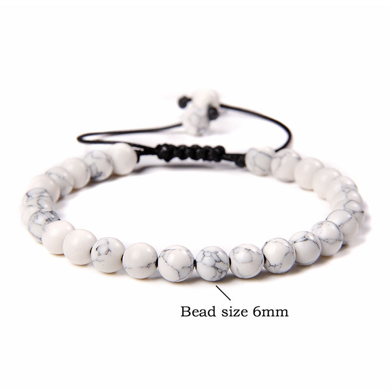 6mm Natural Stone Beads Womens Bracelet Yoga Energy Sports