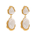 18K gold inlaid irregular pearl design light luxury fashion earrings