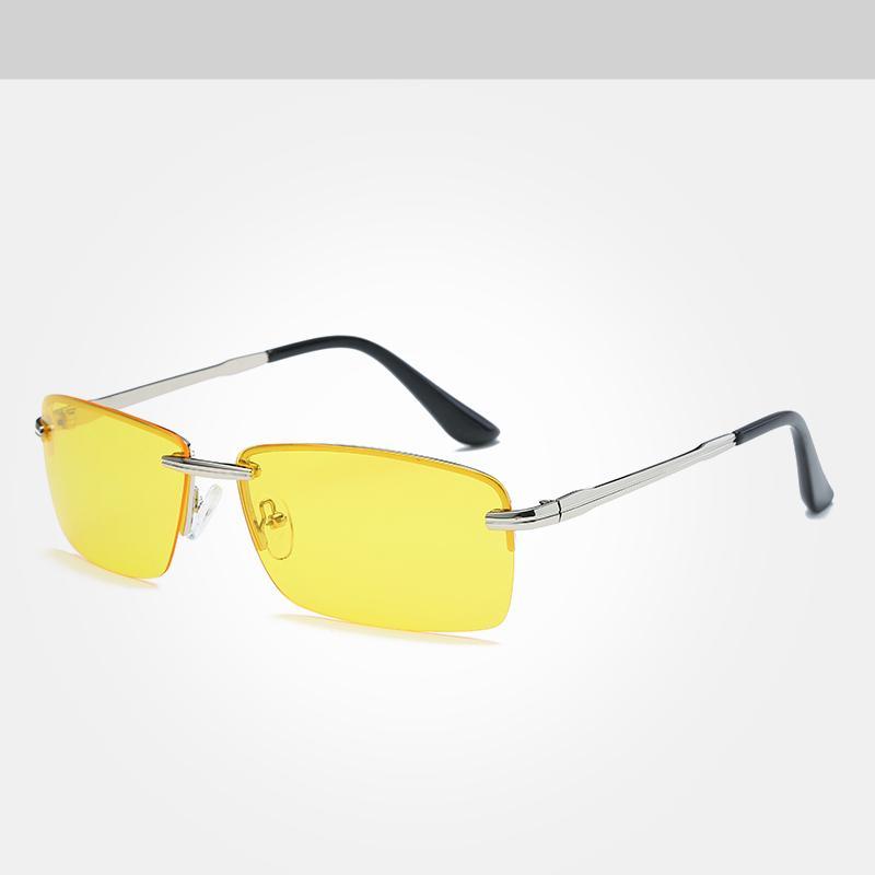 Classic Retro Rimless Polarized Sunglasses for Men Gold Frames