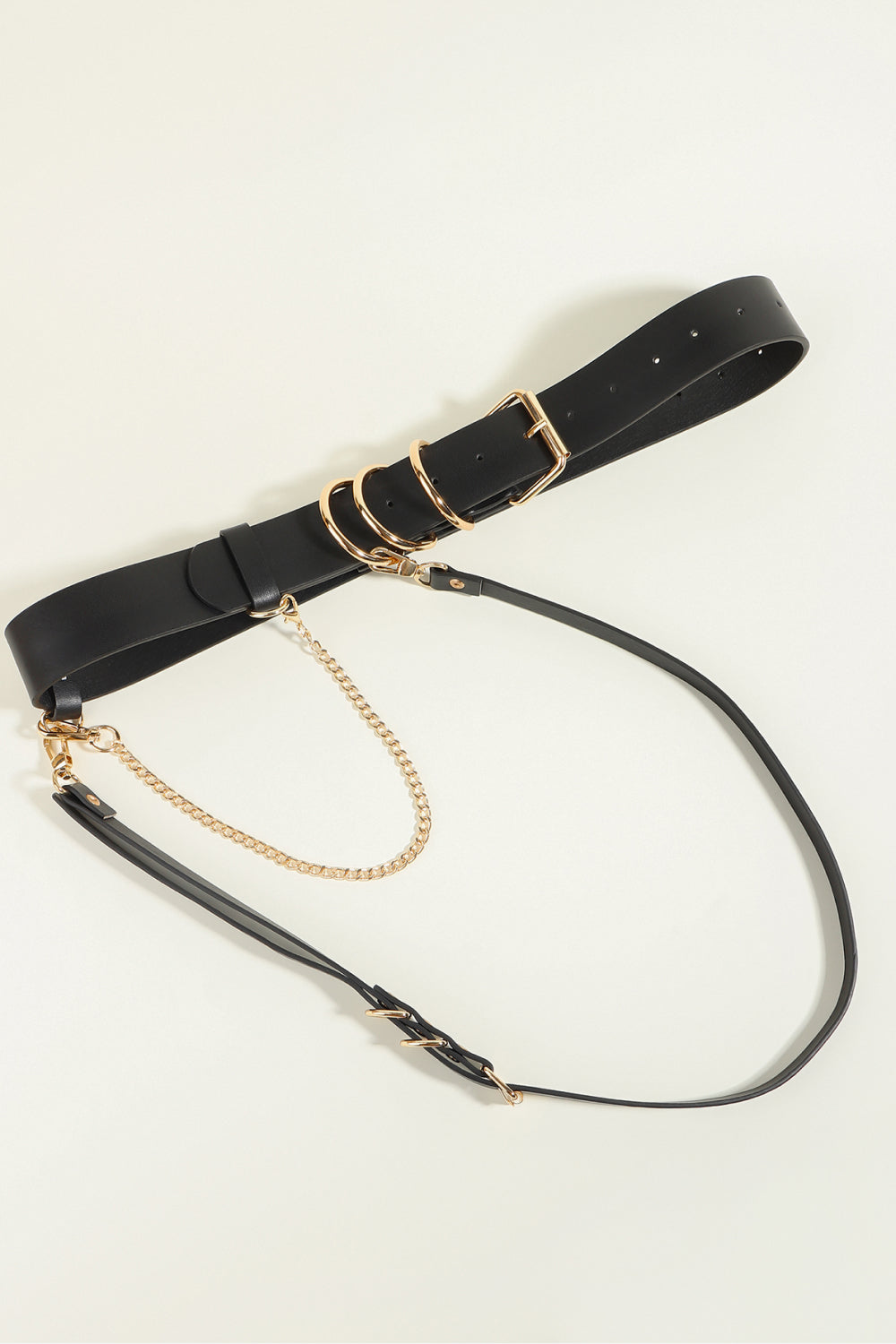 Punk PU Belt with Alloy Buckle | Black & Gold