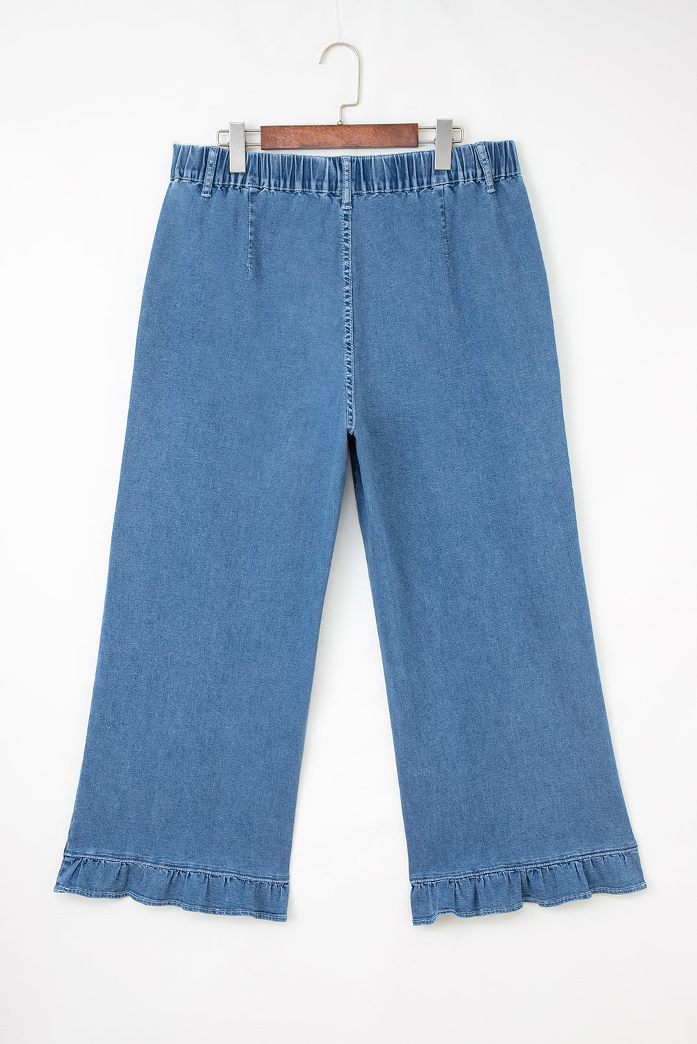 Ashleigh Blue Elastic Waist Ruffled Wide Leg Denim Pants