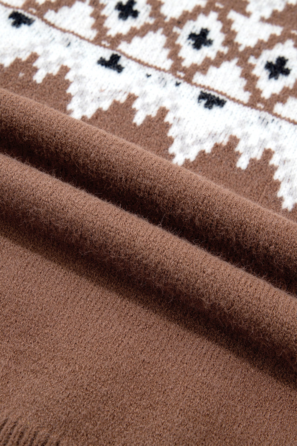Geometric Fair Isle Drop Shoulder Pullover Sweater
