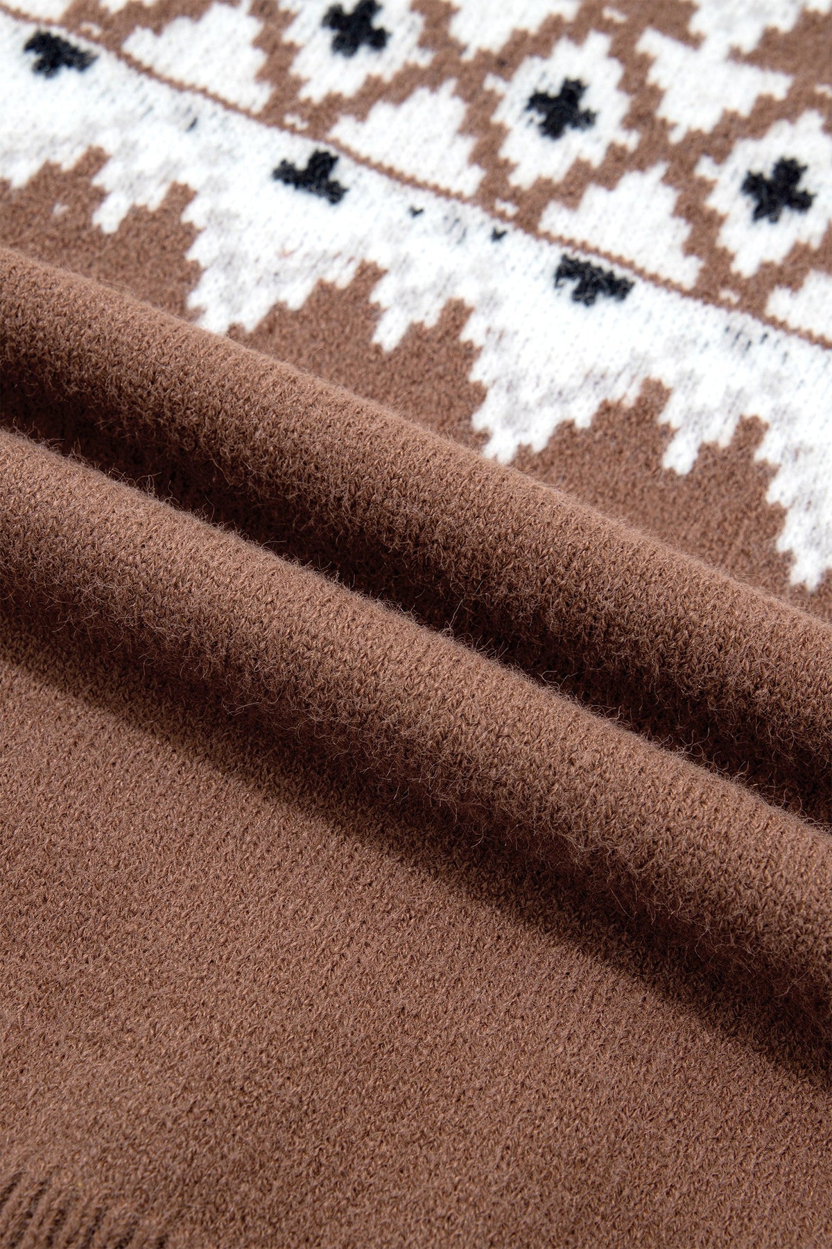 Geometric Fair Isle Drop Shoulder Pullover Sweater