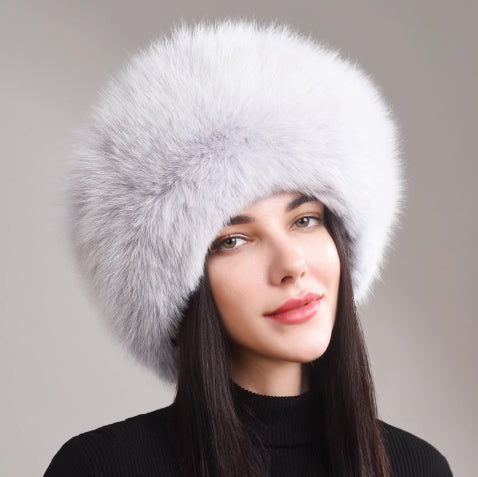 🧢 Women’s Winter Genuine Leather Ethnic Style Ear Protection Hat