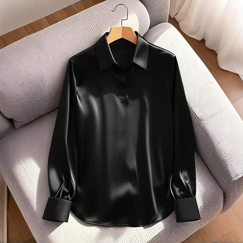 Women's V-Neck Business Casual Long Sleeve Blouse Relaxed Fit - Image 6