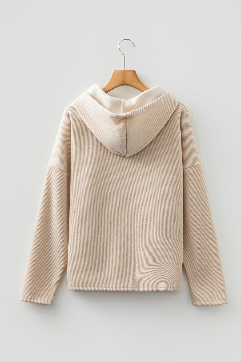 Dark Khaki Thermal Textured Leopard Drawstring Baggy Hoodie