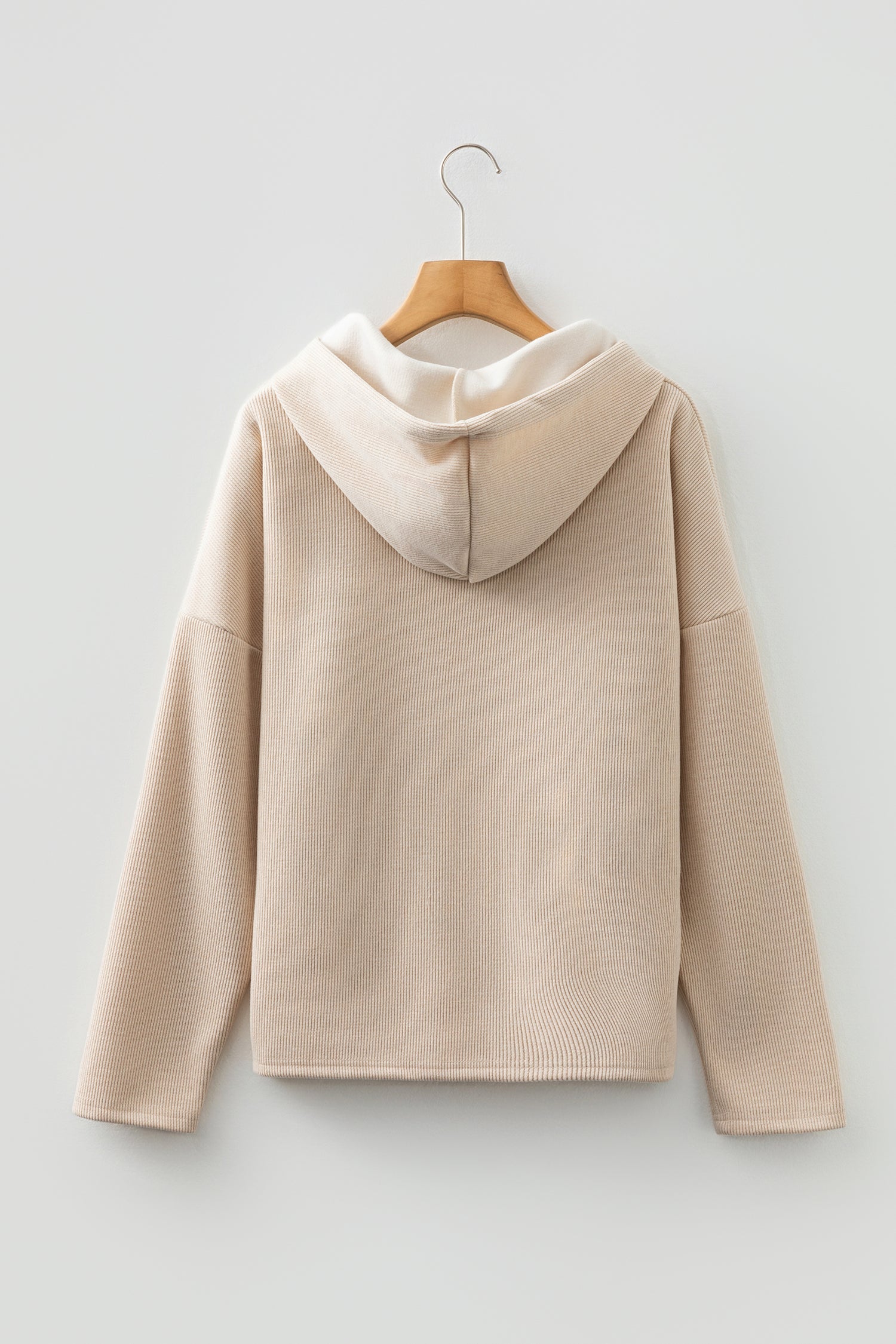 Dark Khaki Thermal Textured Leopard Drawstring Baggy Hoodie