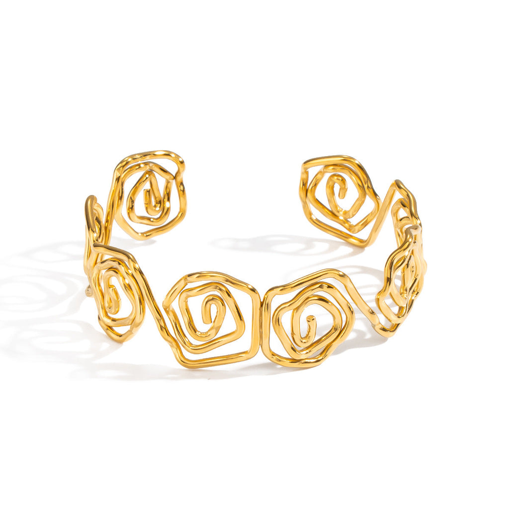 Twisted Rose Flower Open-ring Bracelet