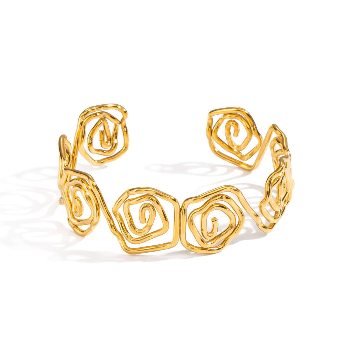 Twisted Rose Flower Open-ring Bracelet