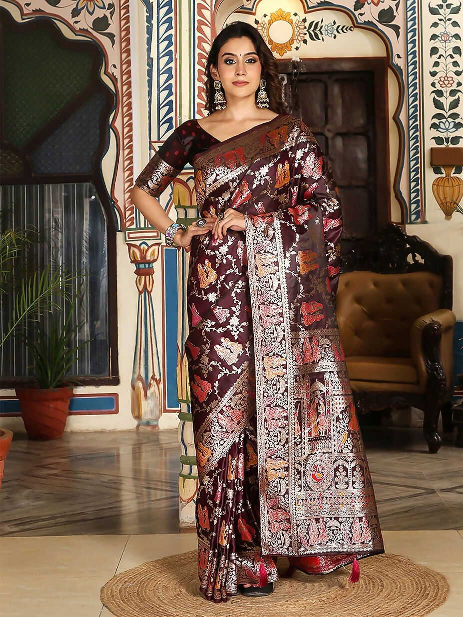 Shree Shyam Fashion Maroon Silk Saree
