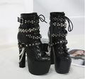 Women's Waterproof Studded Short Boots with Chunky Heels