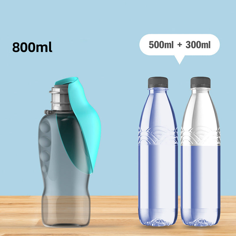 800ml Portable Dog Water Bottle & Foldable Bowl for Hiking