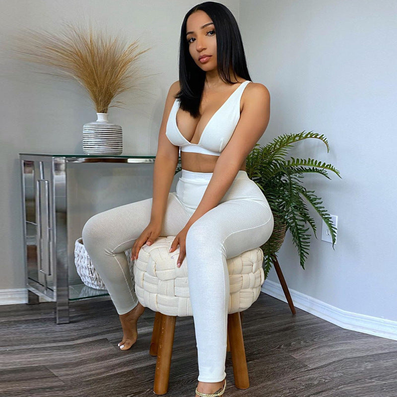 2020 Fall V-Neck Sports Yoga Set - 2 Pieces