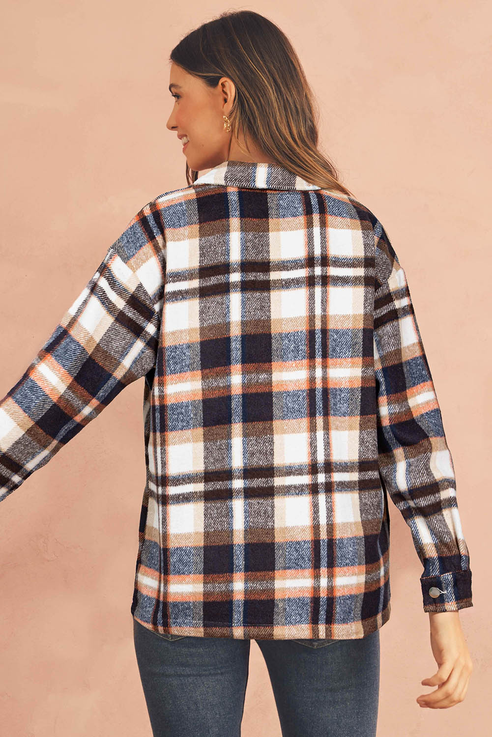 Brown Plaid Flannel Shacket | Button-Up Long Sleeve