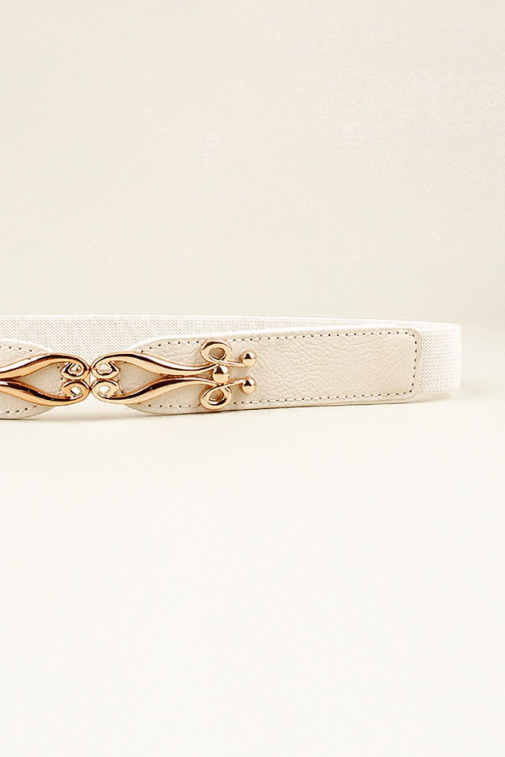 Alloy Buckle Elastic Belt | Durable PU in Navy & Gold