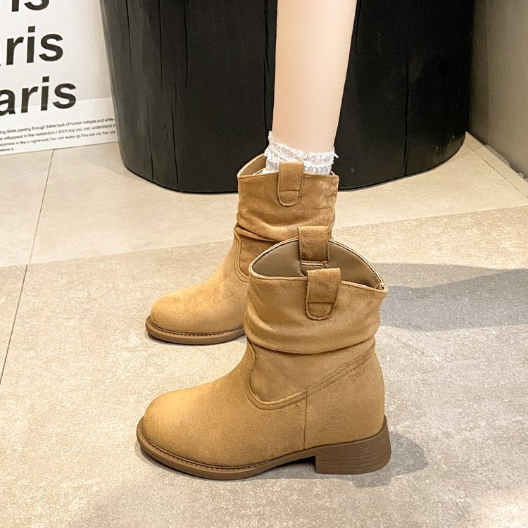 Women’s Suede Chunky Heel Slimming Ankle Boots