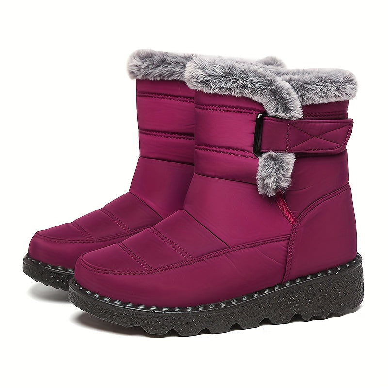 Women's Navy Quilted Platform Snow Boots with Warm Plush Lining - Image 7