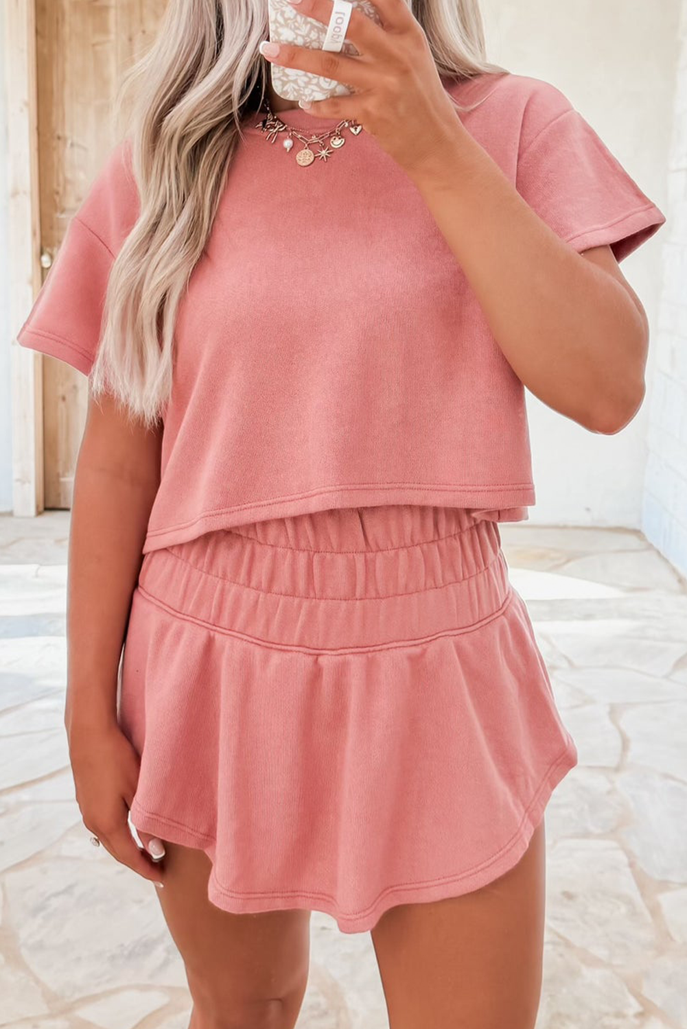 Blossom Cropped Tee & Ruffle Skort Set - 2pc