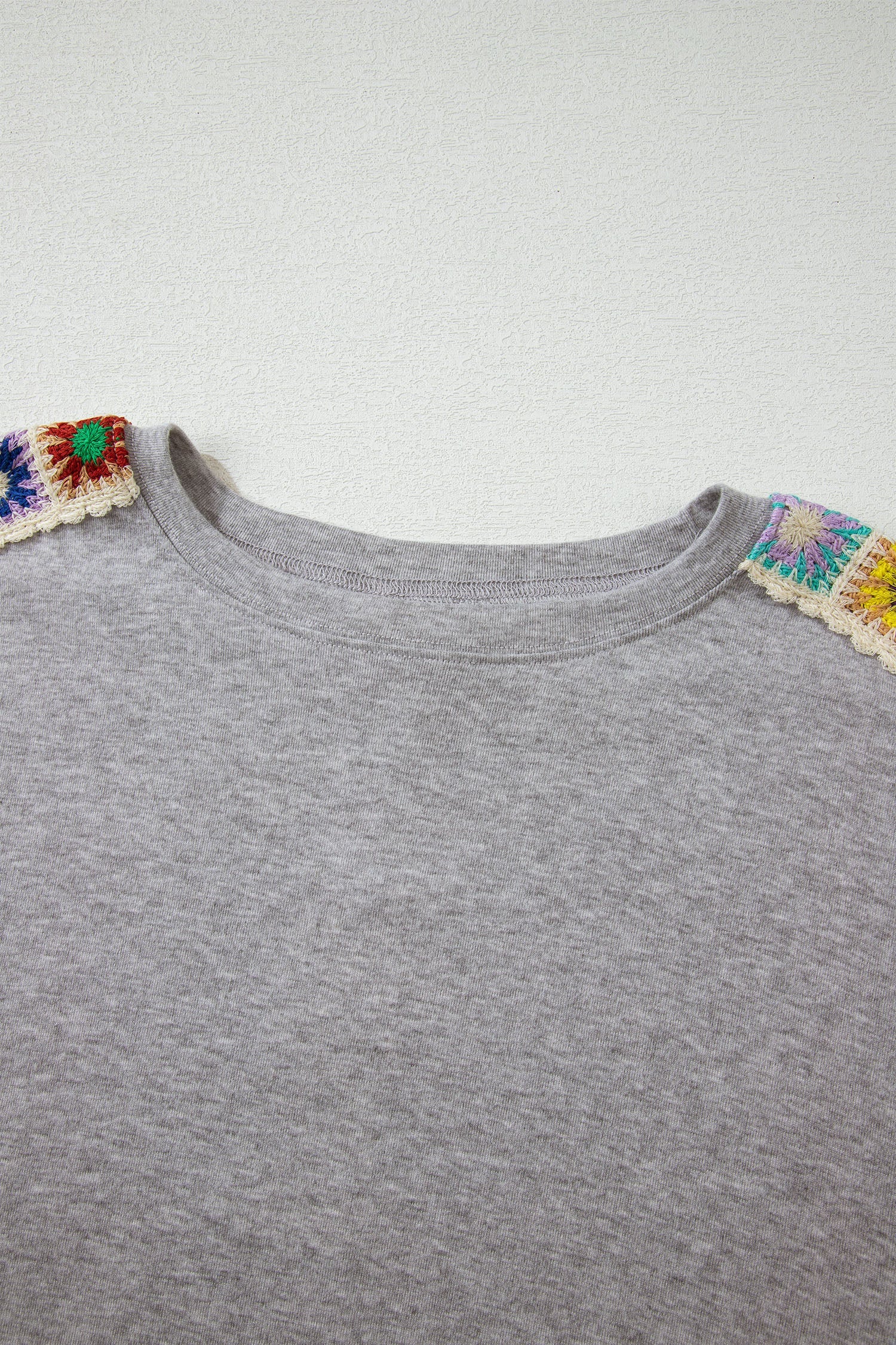 Crochet Trim Dolman Sleeve T-Shirt