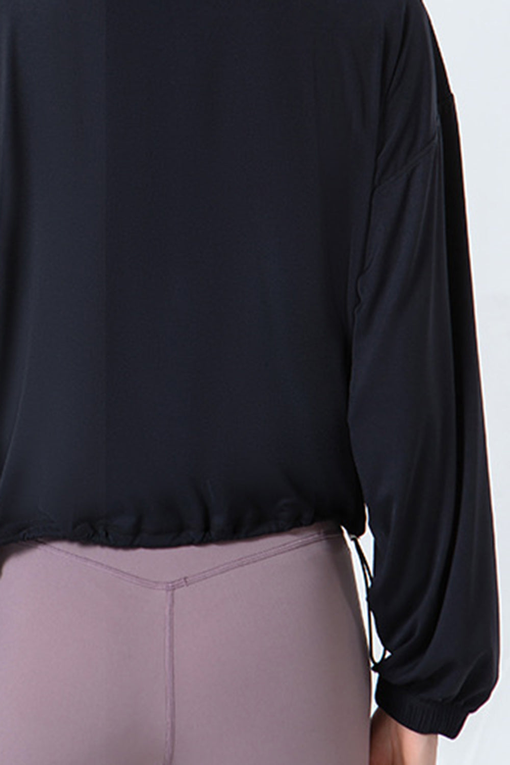 Drawstring Zip Up Dropped Shoulder Active Jacket