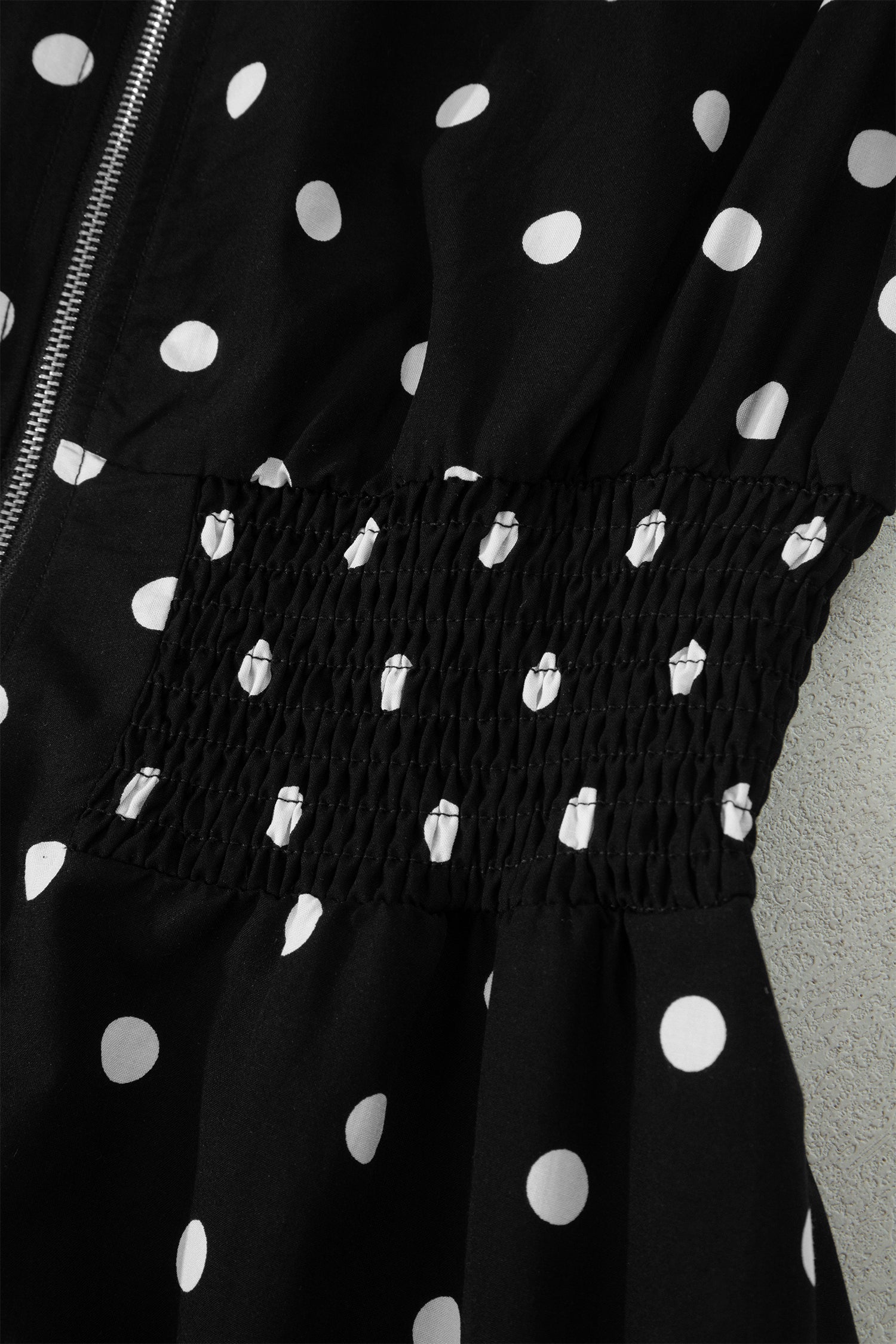 Polka Dot Zip Up V-Neck Sleeveless Dress