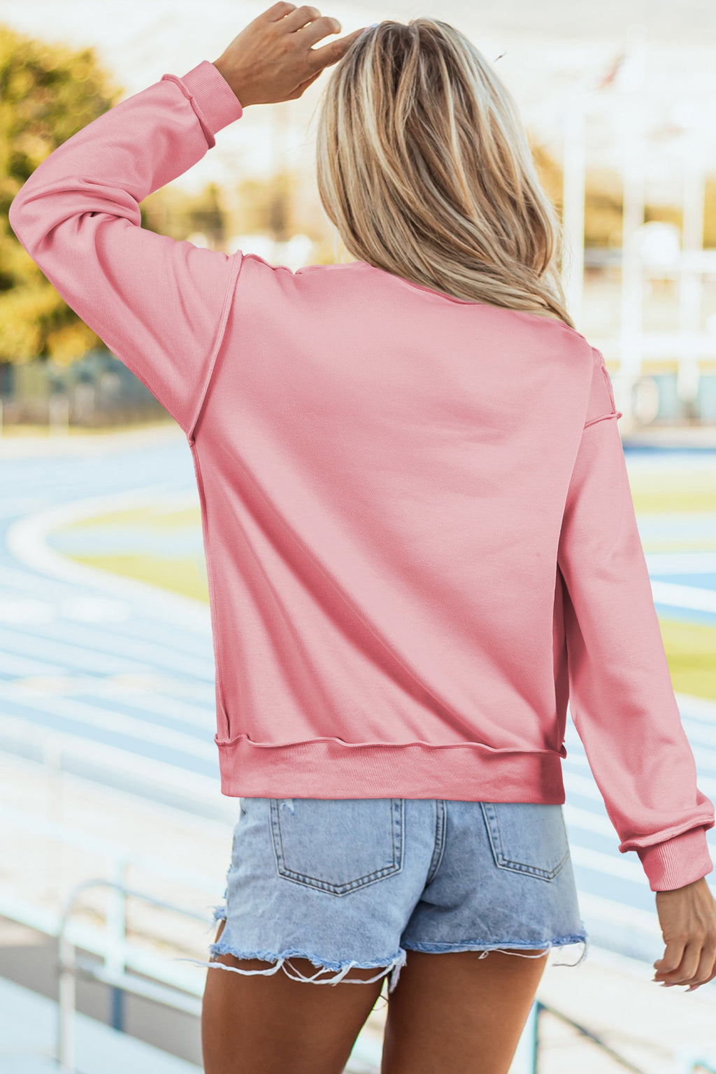 Bright Green Oversize Drop Shoulder Reversible Mock Neck Sweatshirt