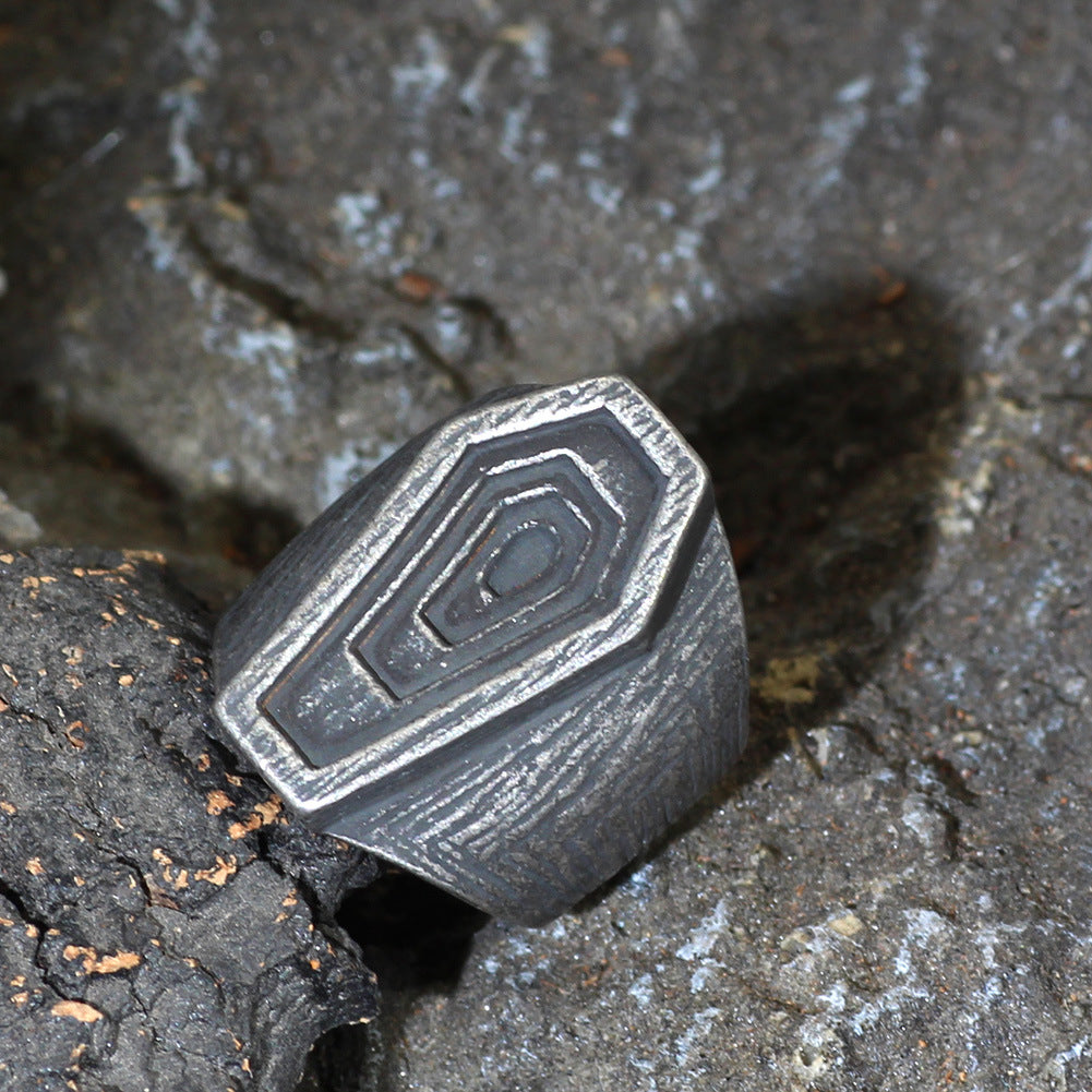 Stainless Steel Gothic Coffin Ring For Men