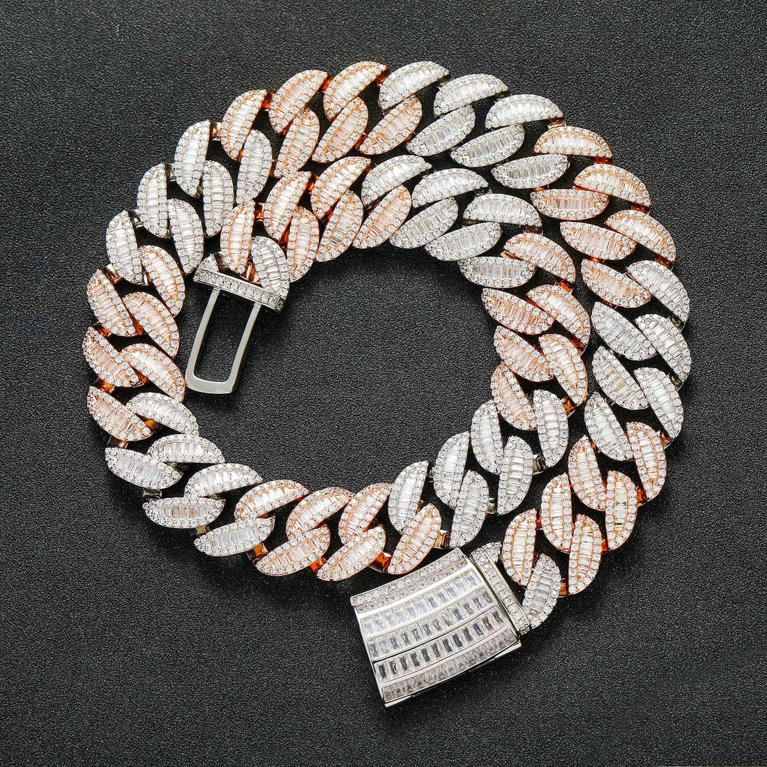 20mm Diamond-Encrusted Square Zircon Cuban Link Hip-Hop Necklace