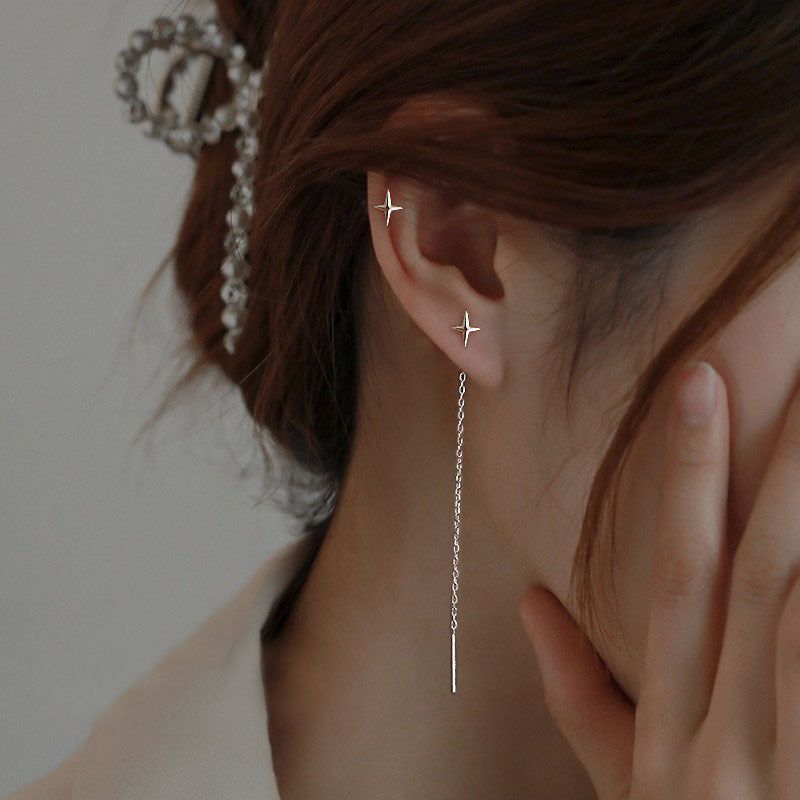 Silver Plated XINGX Tassel Hanging Earrings Women