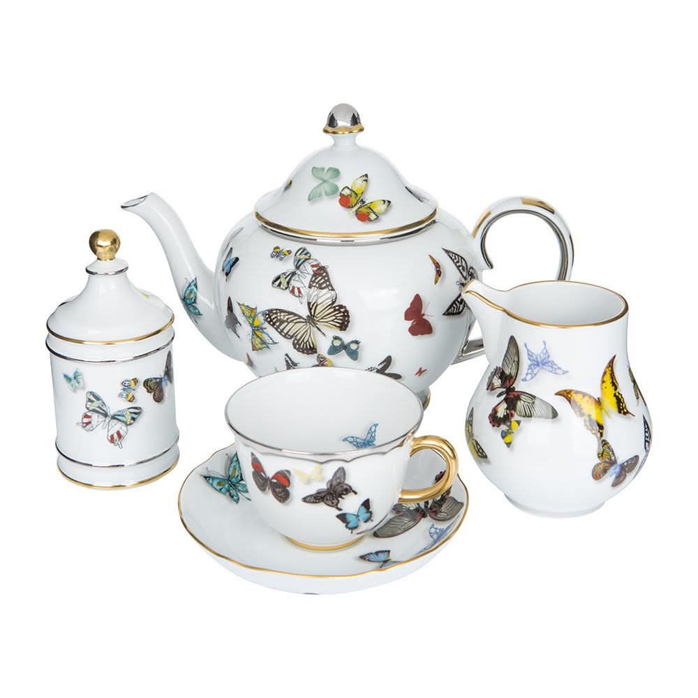 Butterfly Parade Porcelain Espresso Cup and Saucer Set - 3.5oz
