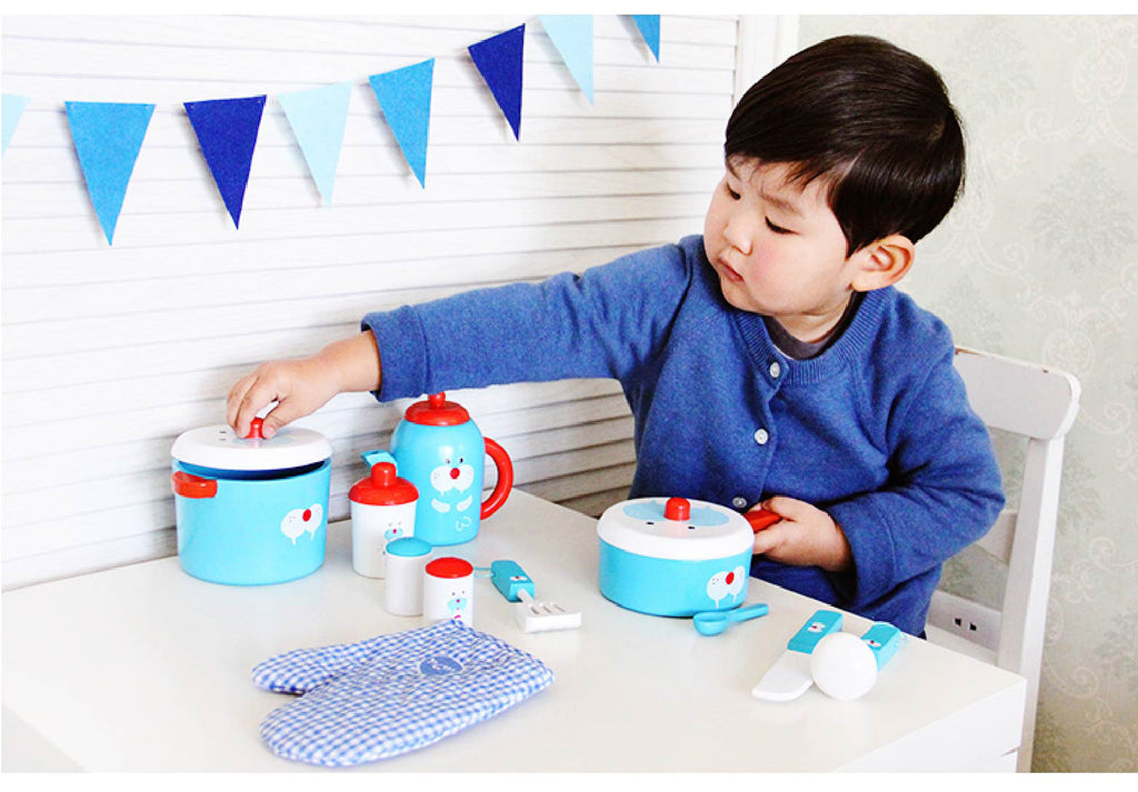 Realistic Wooden Toy Cookware Set for Kids