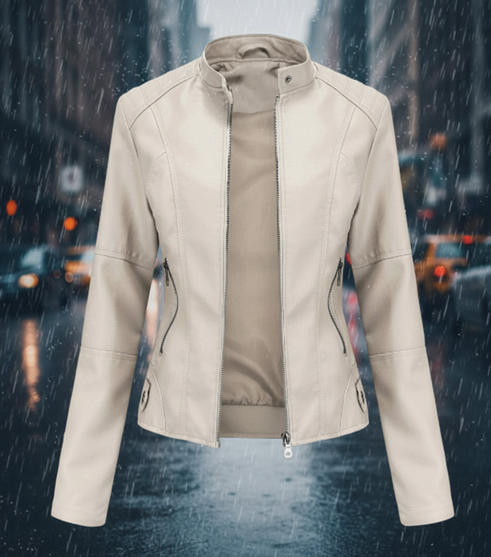Women's Classic Faux Leather Moto Jacket Chic Streetwear Coat - Image 9