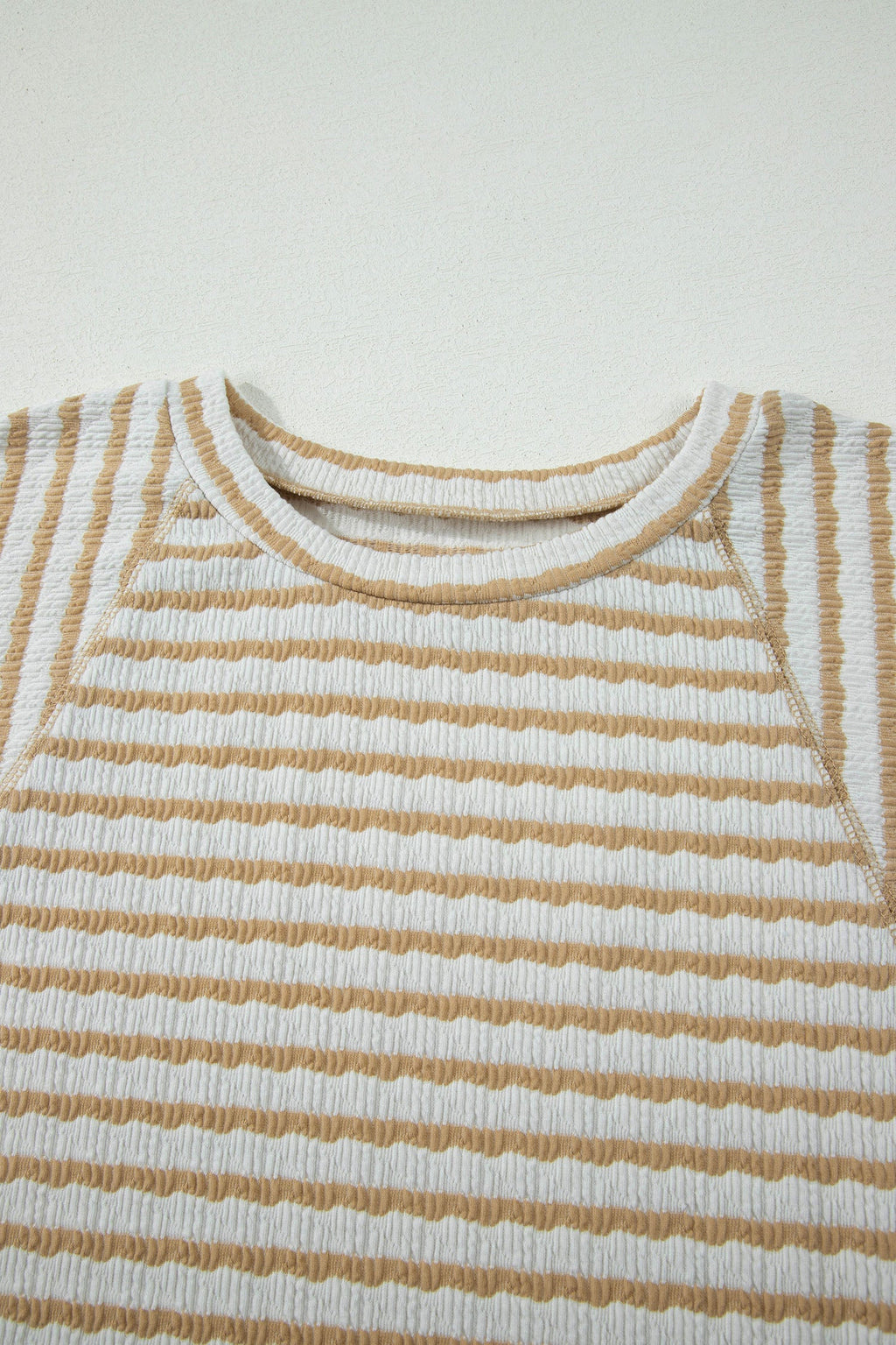 Liv Detail Half Sleeve Striped Knit Top - White & Tan