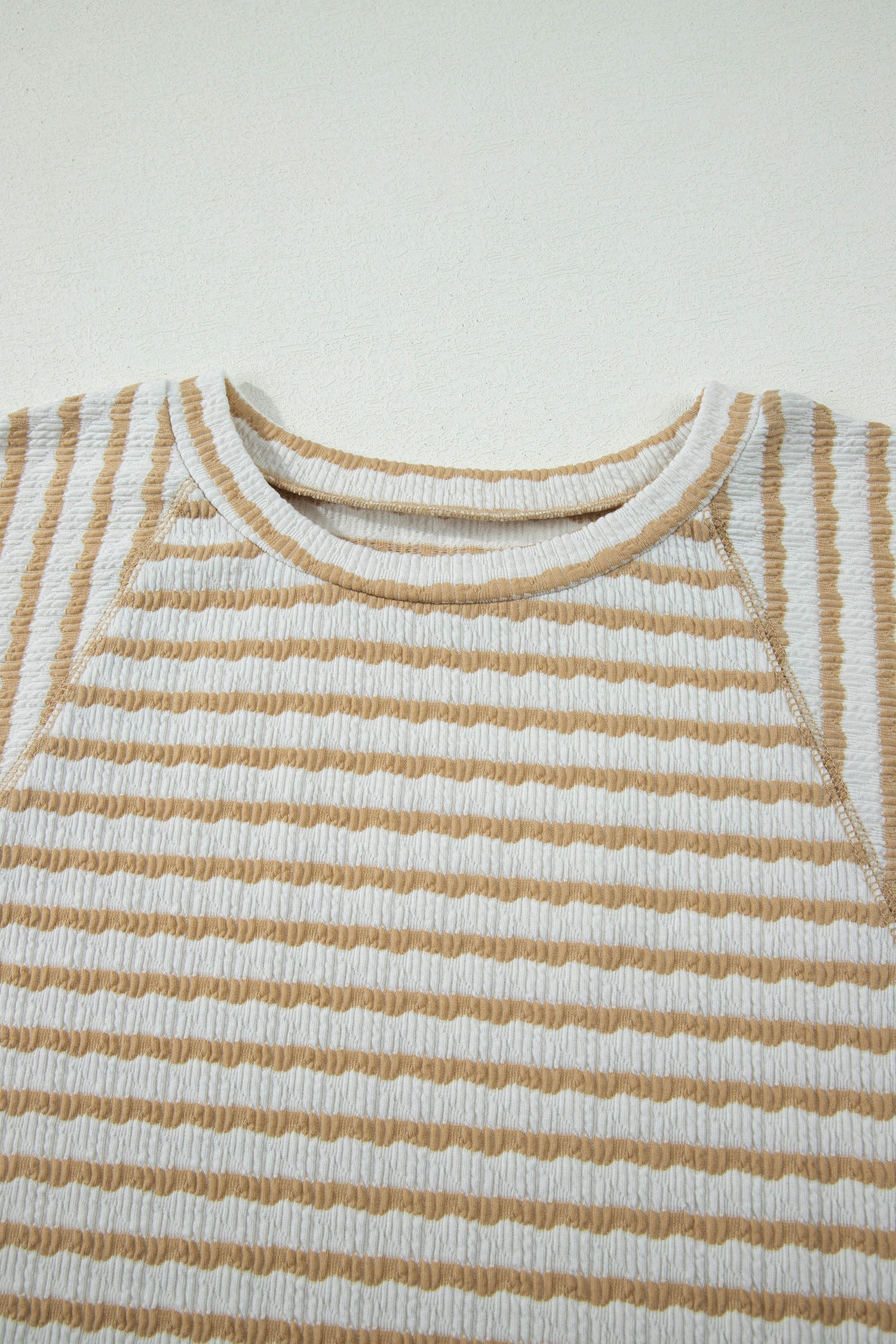 Liv Detail Half Sleeve Striped Knit Top - White & Tan