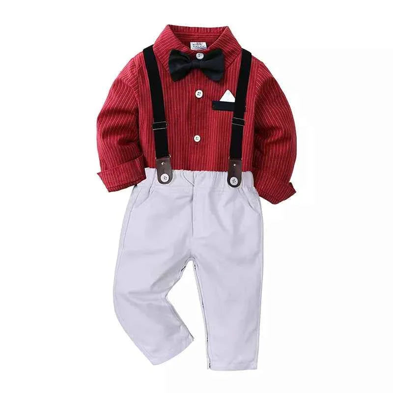 Children's Striped Shirt and Overall Set